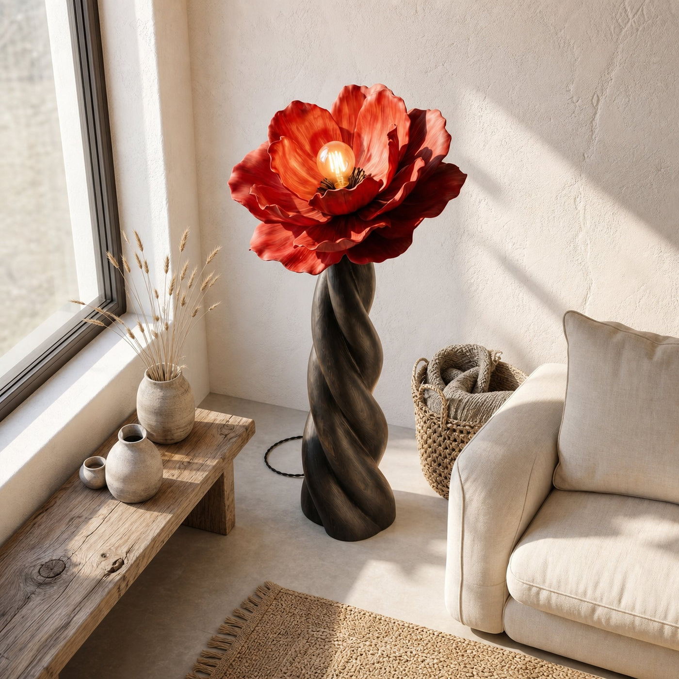 Nature Inspired Floor Lamp With Blooming Flower Silhouette For Living Room - product view 2