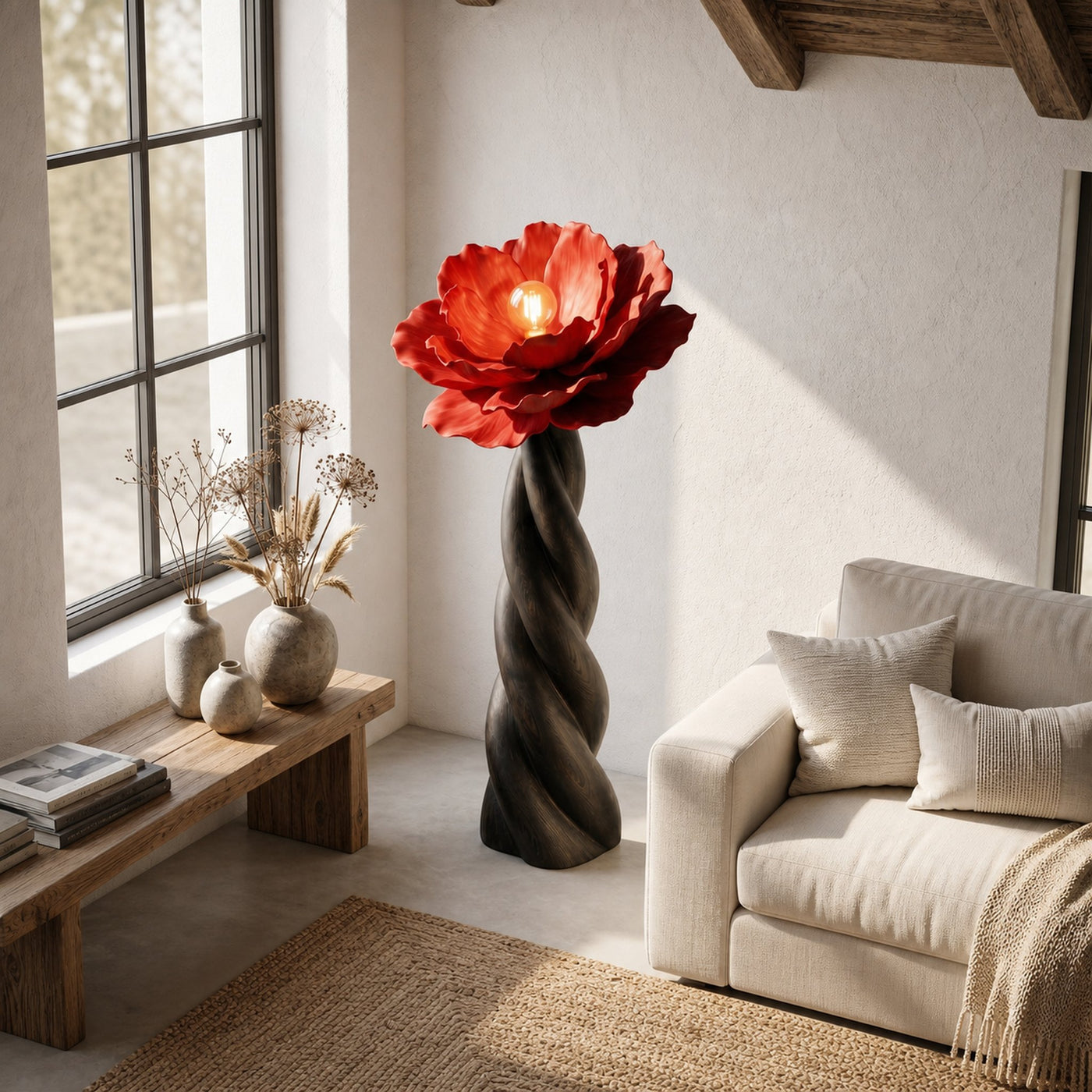 Nature Inspired Floor Lamp With Blooming Flower Silhouette For Living Room - product view 3
