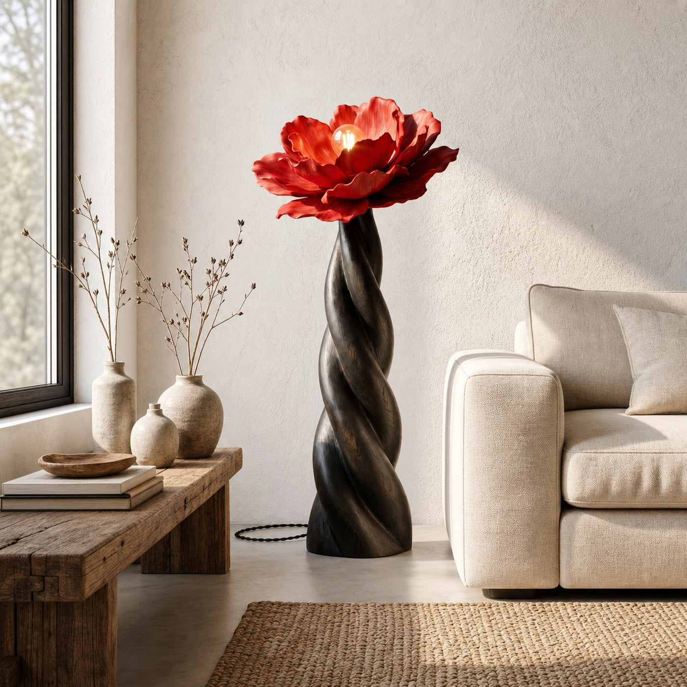 Nature Inspired Floor Lamp With Blooming Flower Silhouette For Living Room - product view 4
