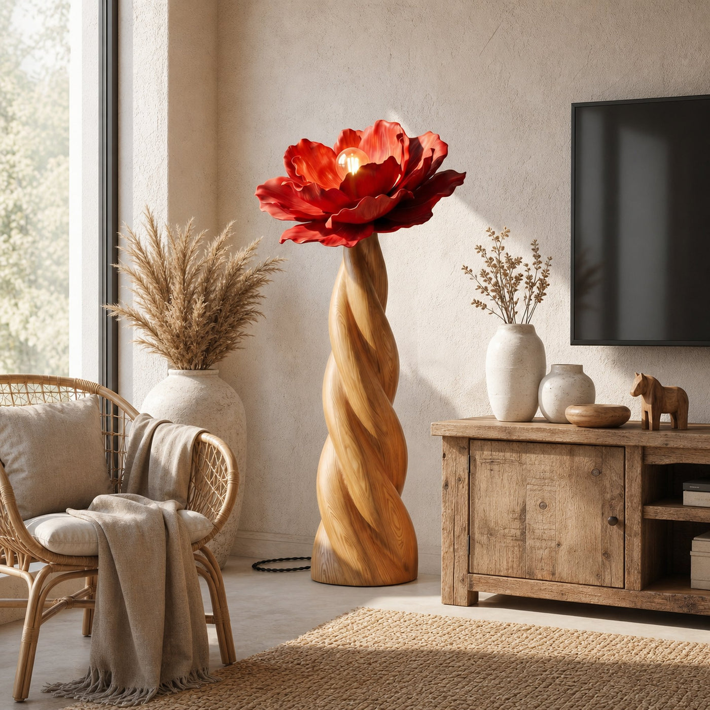 Nature Inspired Floor Lamp With Blooming Flower Silhouette For Living Room - product view 5