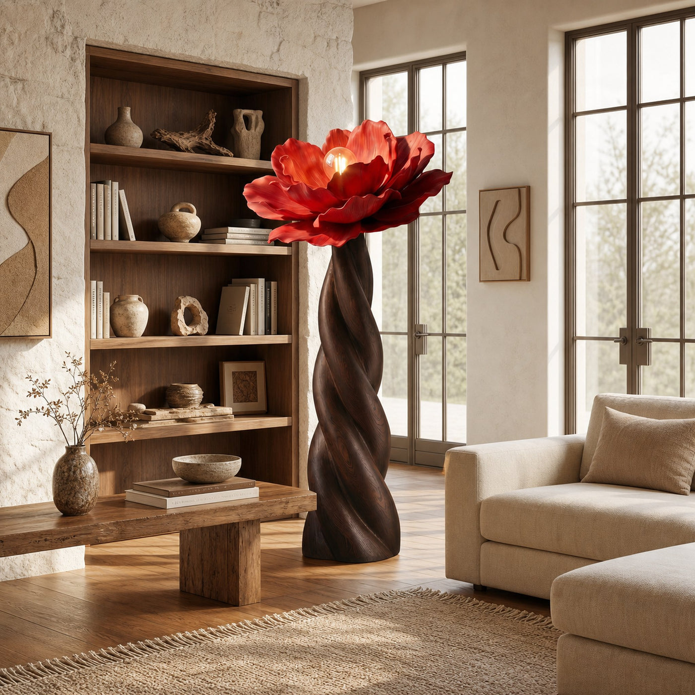Nature Inspired Floor Lamp With Blooming Flower Silhouette For Living Room - product view 7