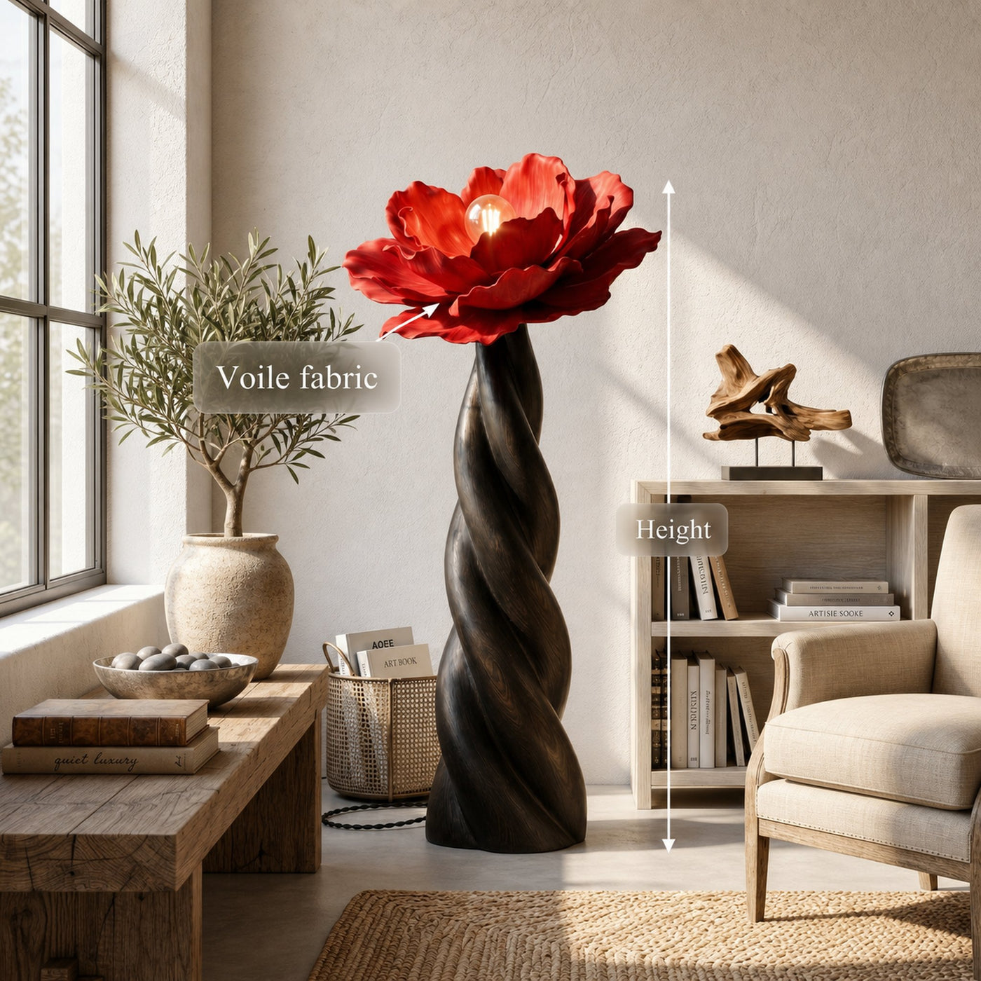 Nature Inspired Floor Lamp With Blooming Flower Silhouette For Living Room - product view 8