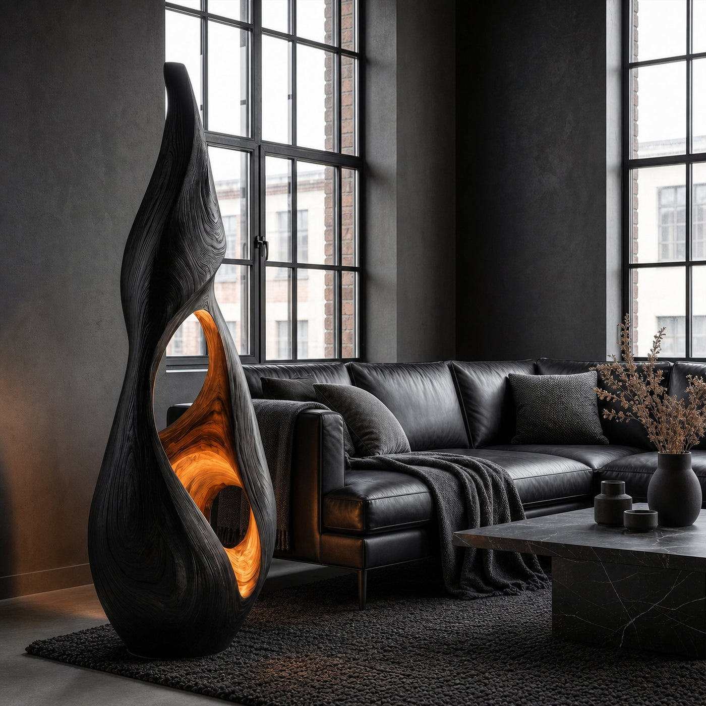 Nature Inspired Floor Lamp With Sculptural Solid Wood Form For Living Room - product view 4
