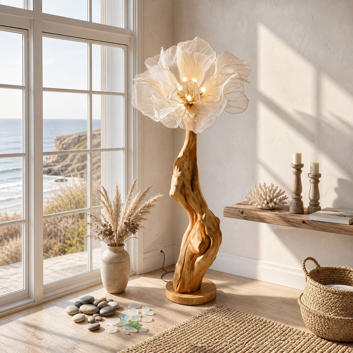 Nature Inspired Standing Lamp Artistic Flower Display For Living Room - product view 2