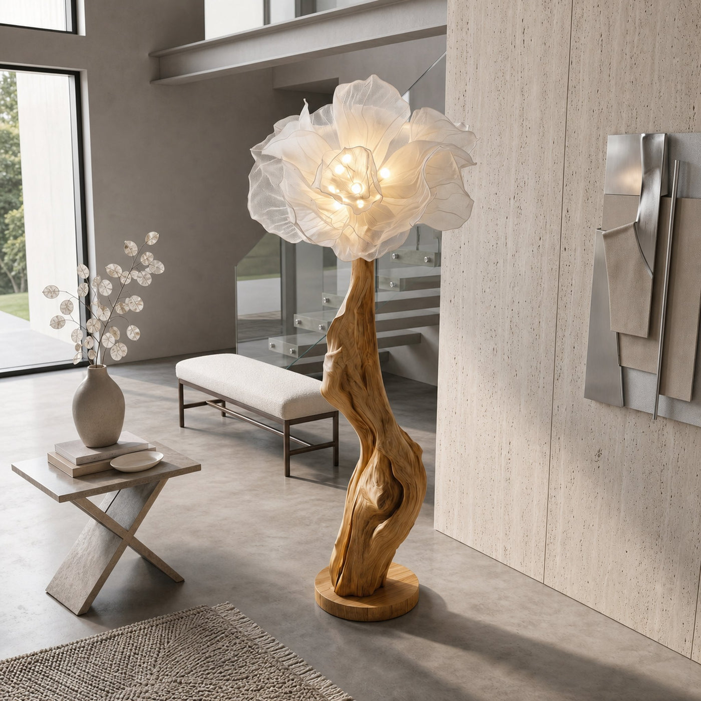 Nature Inspired Standing Lamp Artistic Flower Display For Living Room - product view 3