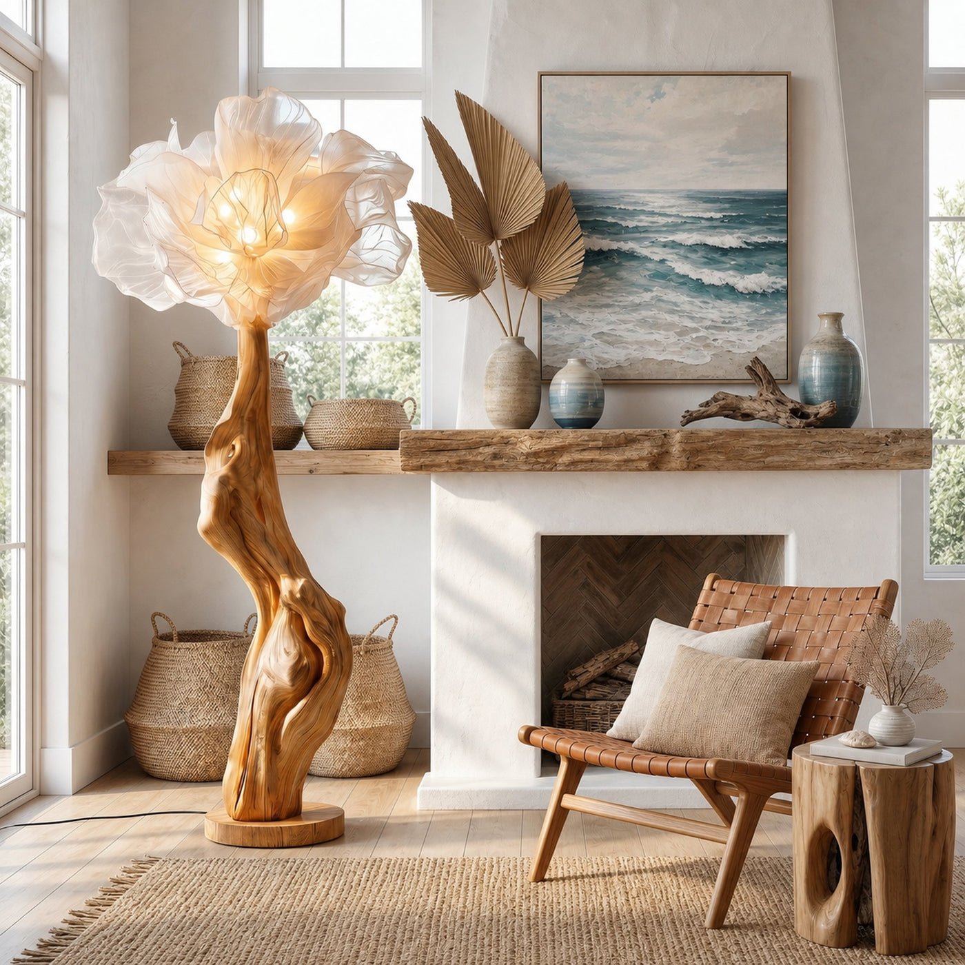 Nature Inspired Standing Lamp Artistic Flower Display For Living Room - product view 5