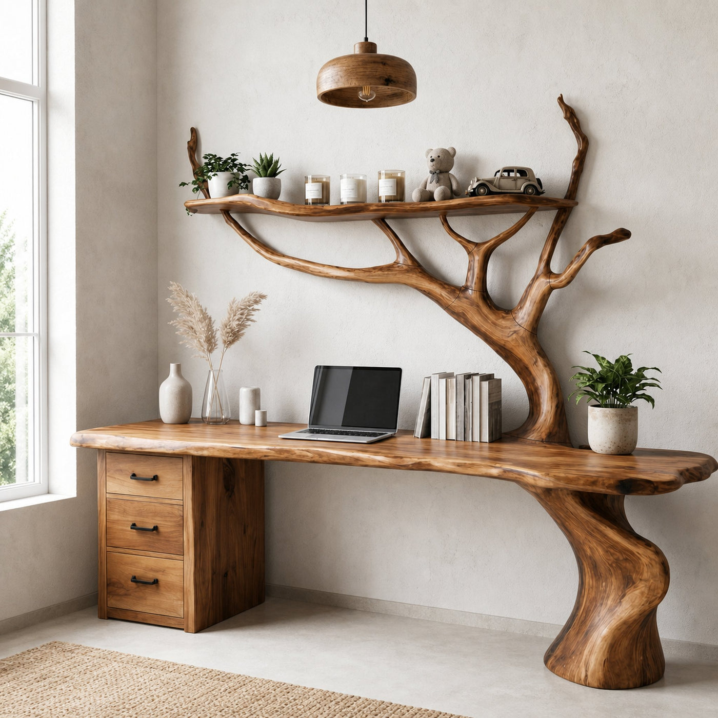 Nature Inspired Tree Branch Desk Sculptural Corner Workstation Home Office And Workspace