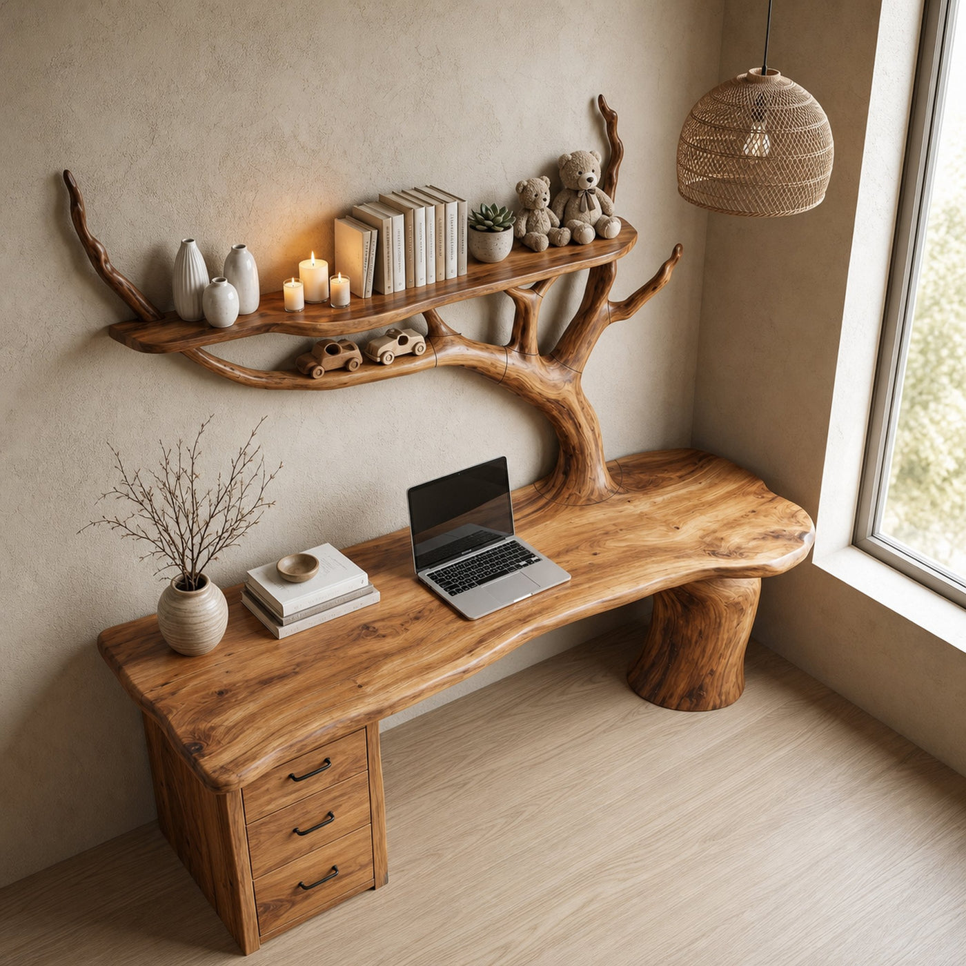 Nature Inspired Tree Branch Desk Sculptural Corner Workstation Home Office And Workspace - product view 2