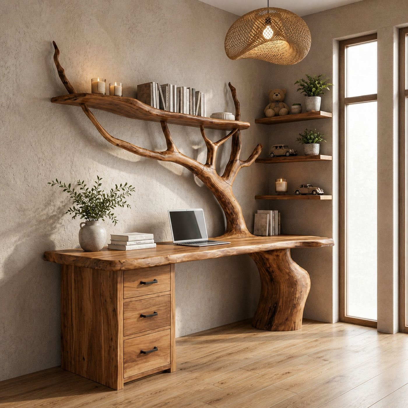 Nature Inspired Tree Branch Desk Sculptural Corner Workstation Home Office And Workspace - product view 3