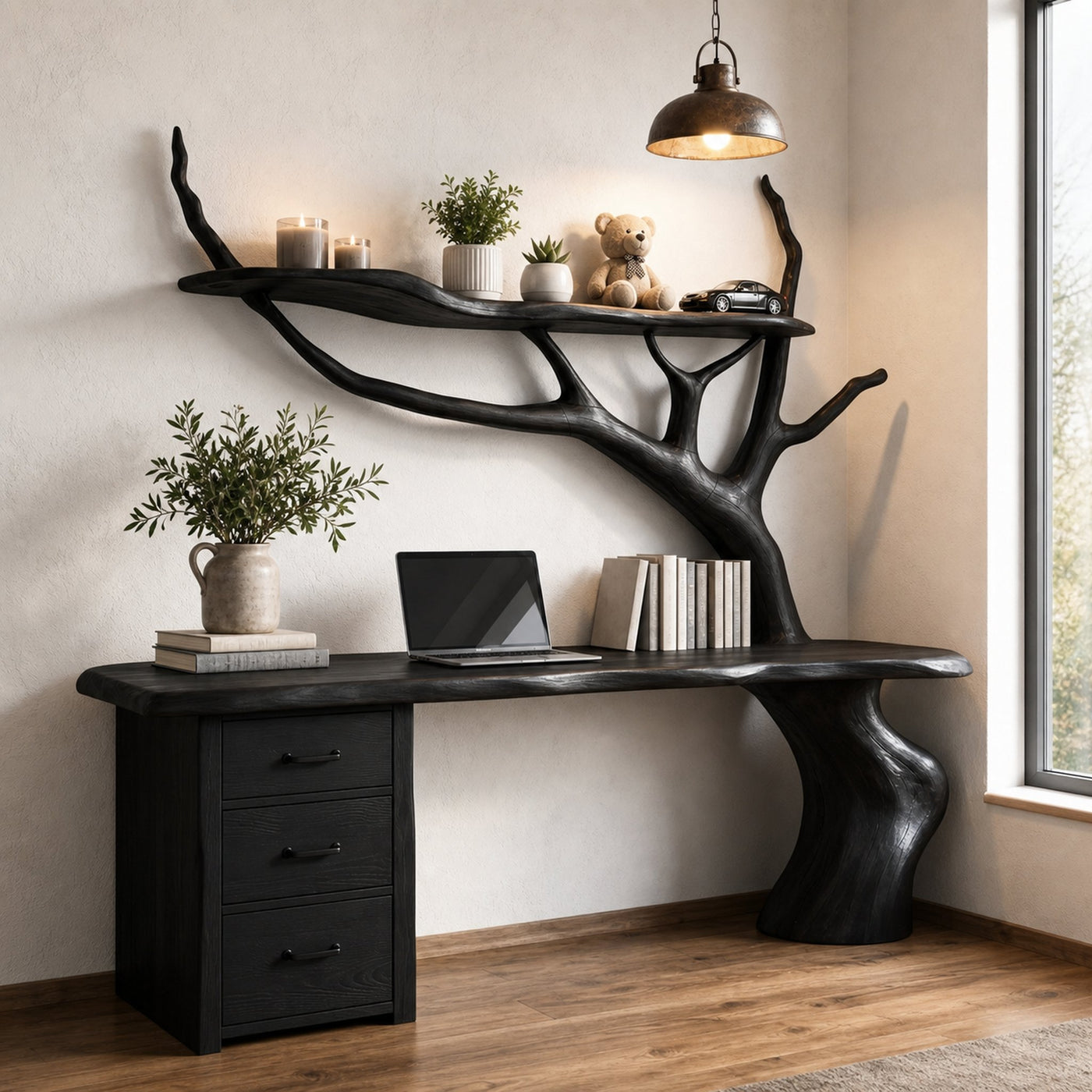 Nature Inspired Tree Branch Desk Sculptural Corner Workstation Home Office And Workspace - product view 4