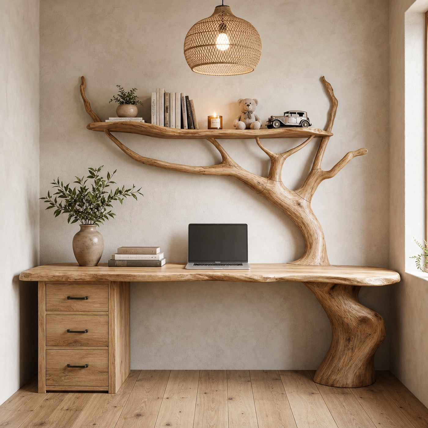 Nature Inspired Tree Branch Desk Sculptural Corner Workstation Home Office And Workspace - product view 5