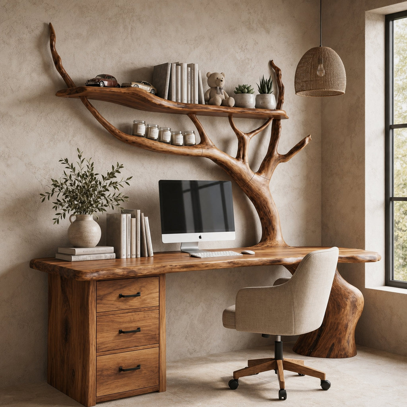 Nature Inspired Tree Branch Desk Sculptural Corner Workstation Home Office And Workspace - product view 6