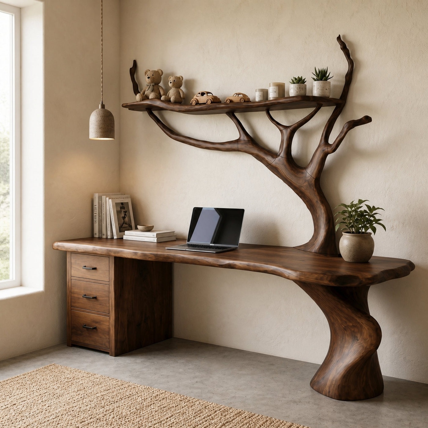 Nature Inspired Tree Branch Desk Sculptural Corner Workstation Home Office And Workspace - product view 7