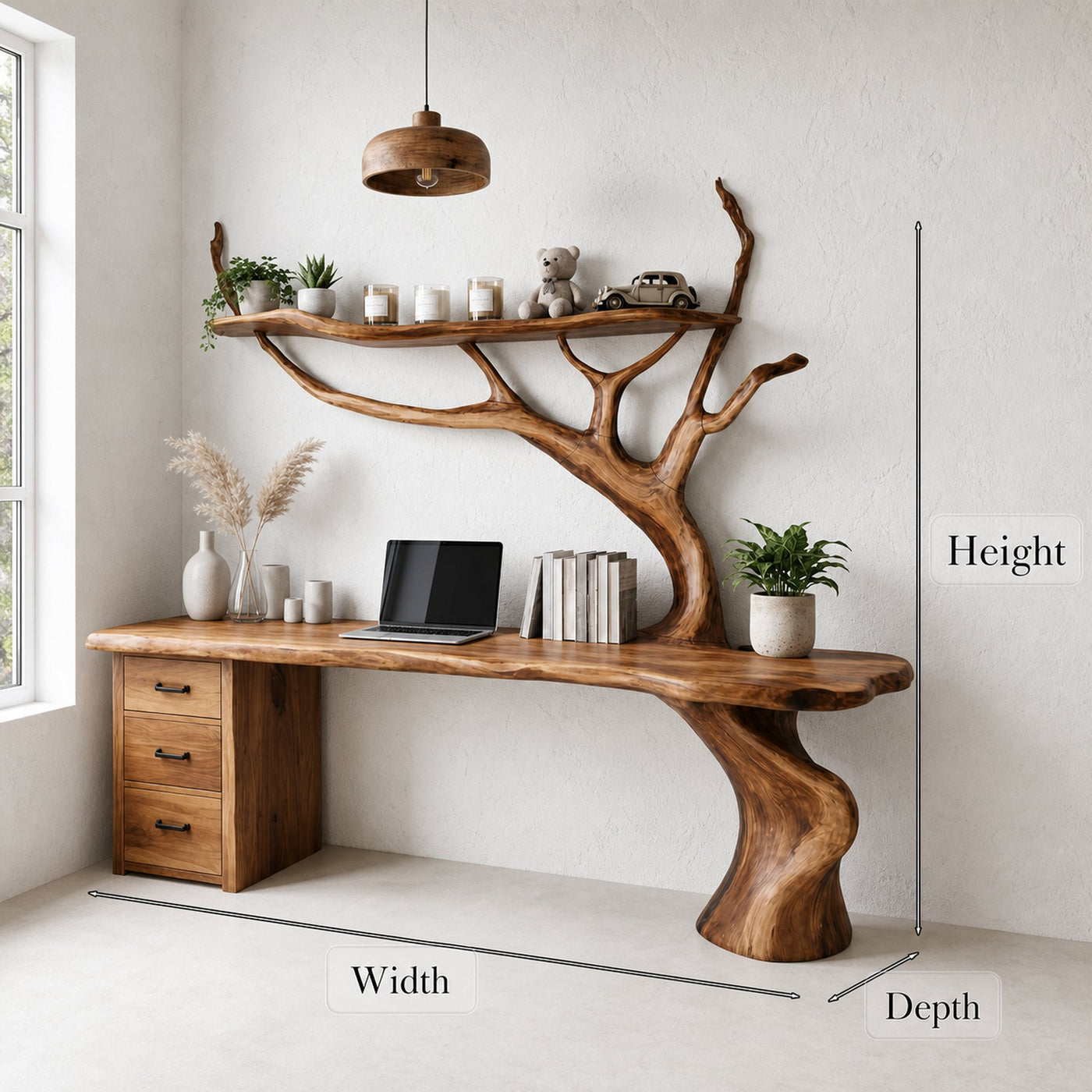 Nature Inspired Tree Branch Desk Sculptural Corner Workstation Home Office And Workspace - product view 8