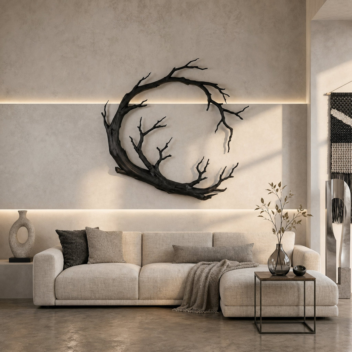Nature Inspired Wall Decor Organic Branch Ring For Living Room