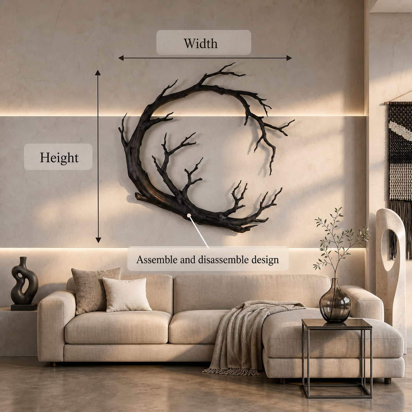 Nature Inspired Wall Decor Organic Branch Ring For Living Room - product view 8