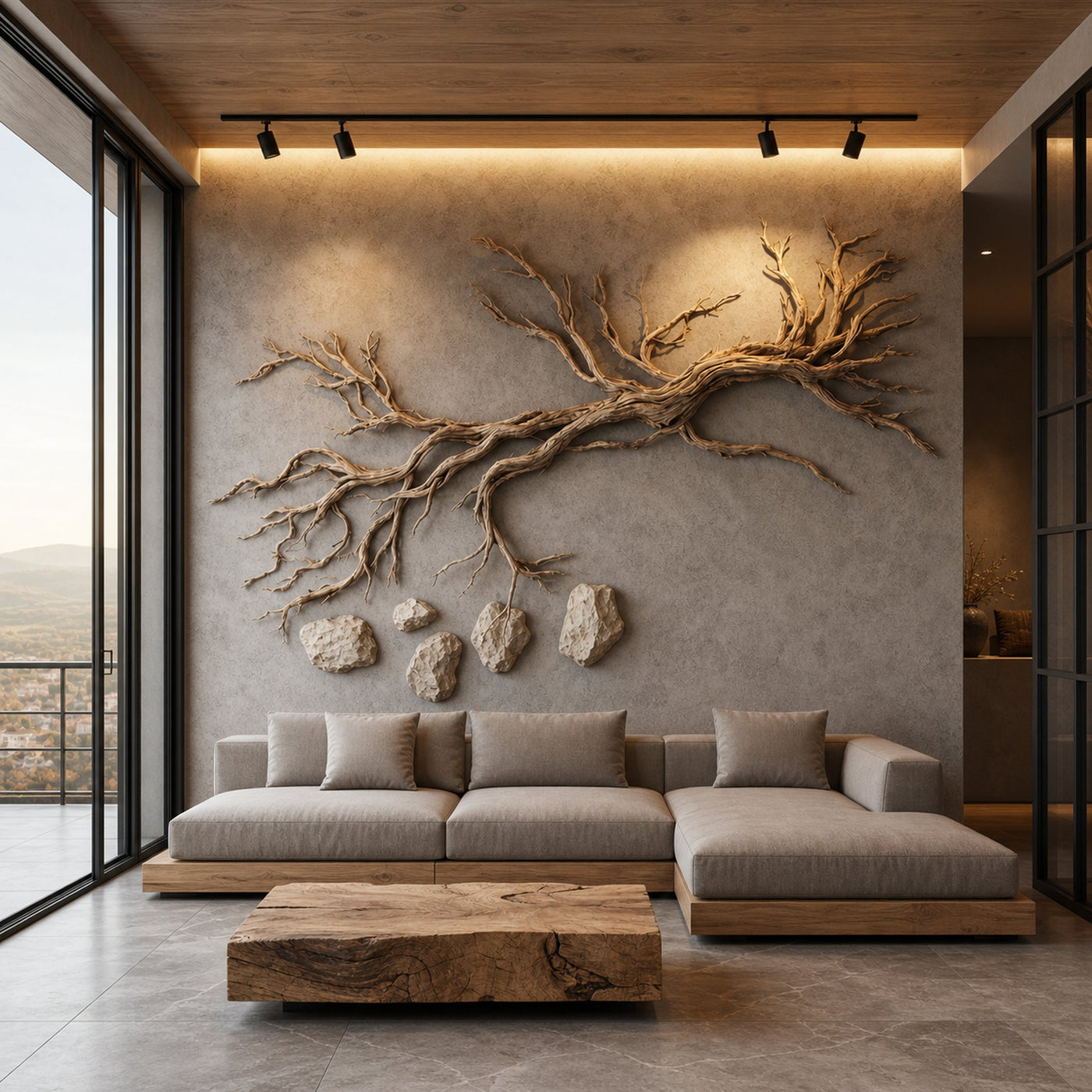 Organic Branch Solid Wood Wall Art Sculptural Interior Decor - product view 2