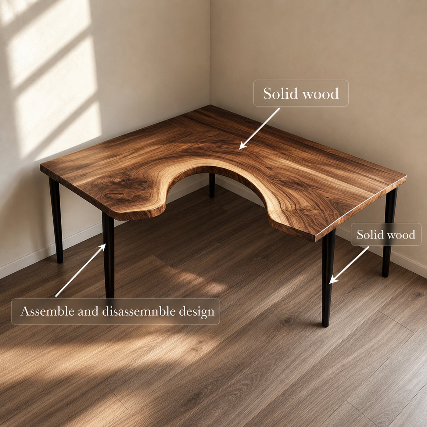 Organic Contemporary Corner Work Desk Home Office And Study Room - product view 3