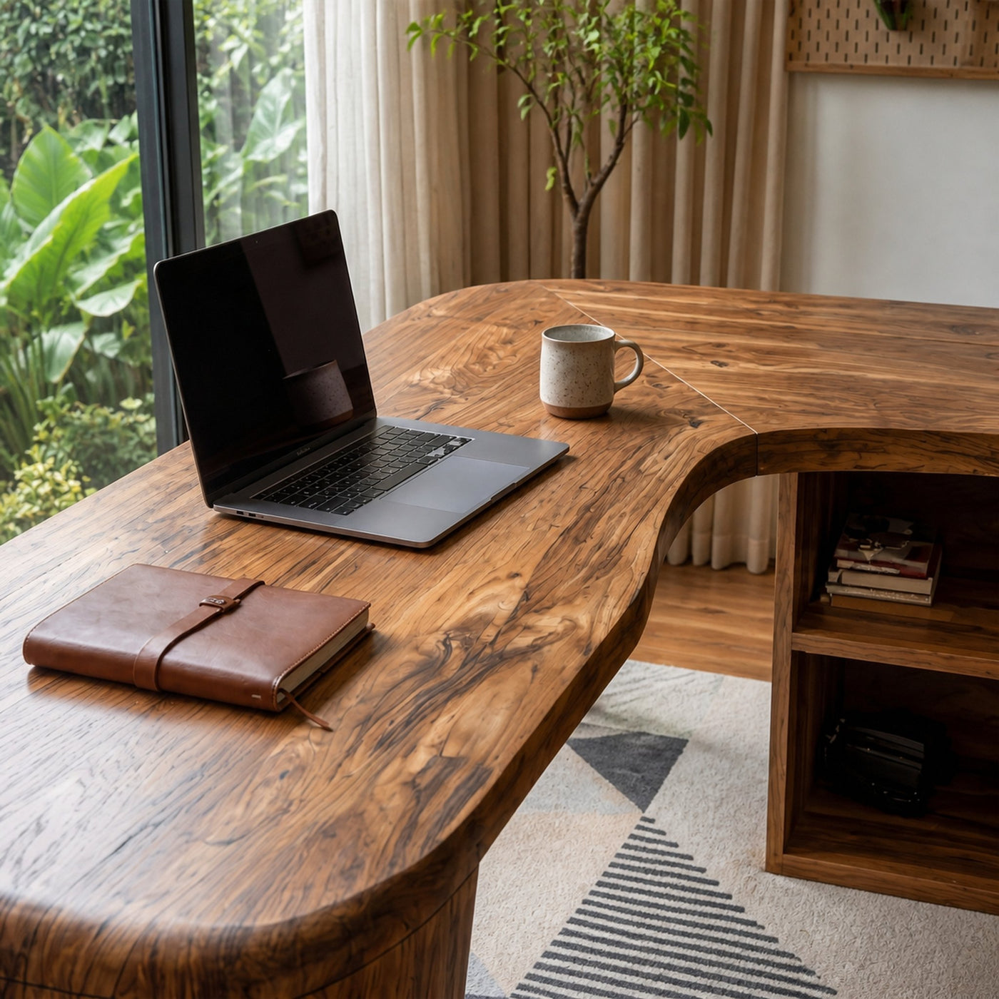 Organic Corner Desk Handcrafted Wood Design For Home Office - product view 3