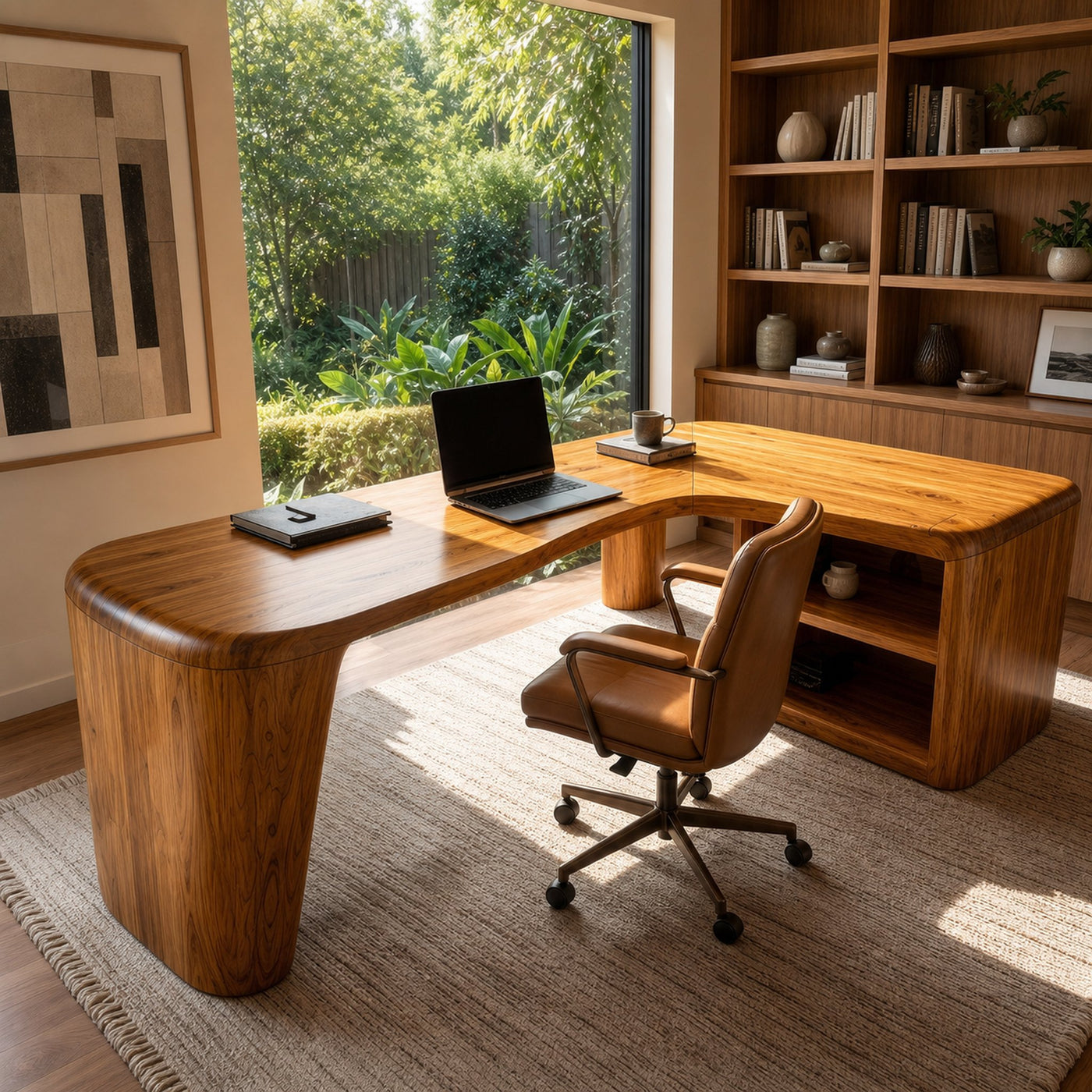Organic Corner Desk Handcrafted Wood Design For Home Office - product view 6