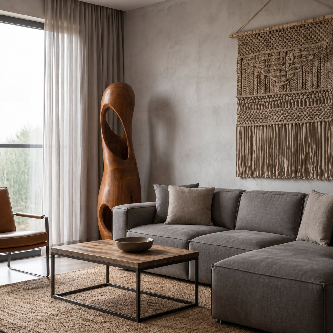 Organic Floor Lamp With Sculptural Hollow Wood Tower Design For Living Room - product view 2