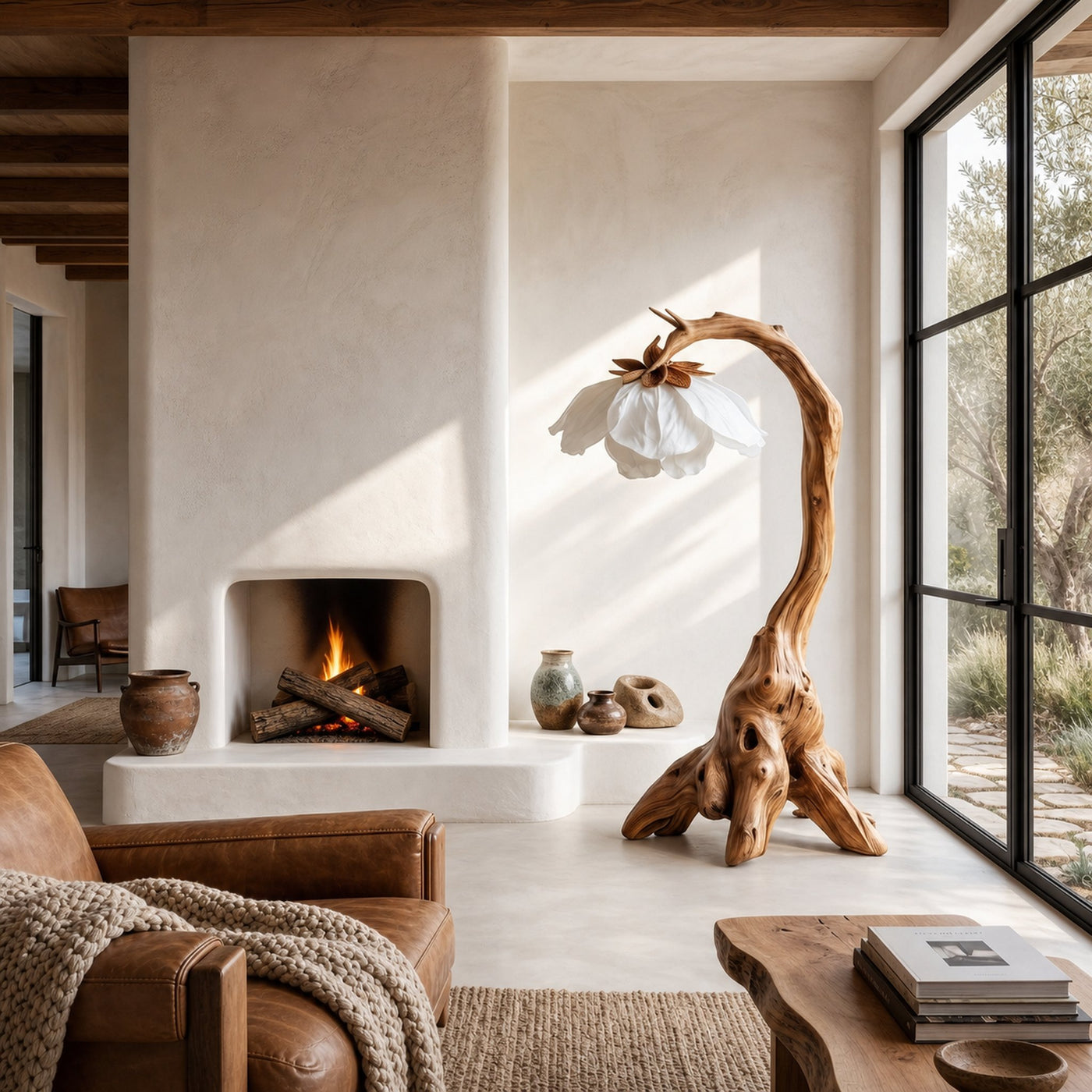 Organic Floor Lamp With Tree Branch Silhouette For Bedroom And Reading Nook - product view 3