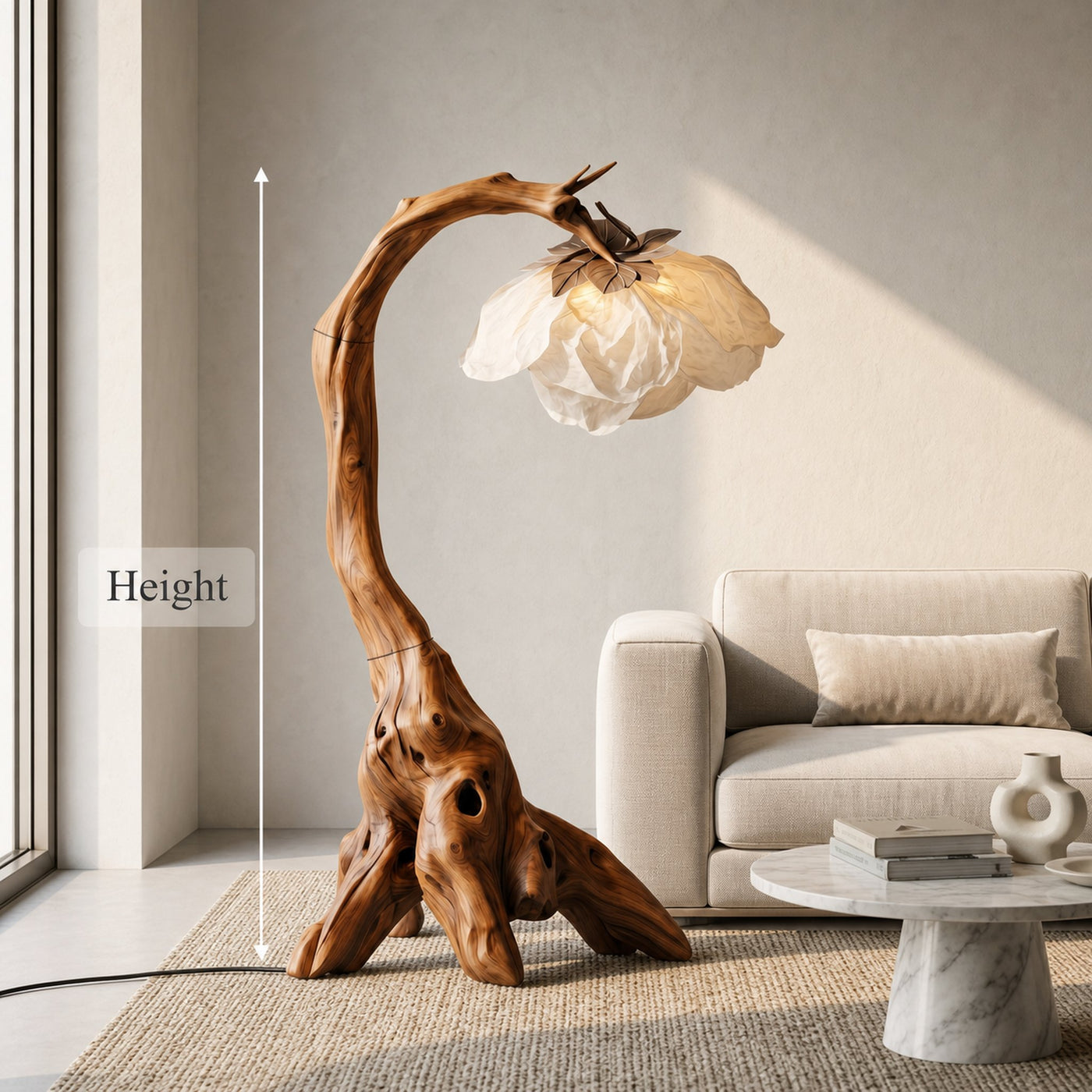 Organic Floor Lamp With Tree Branch Silhouette For Bedroom And Reading Nook - product view 8