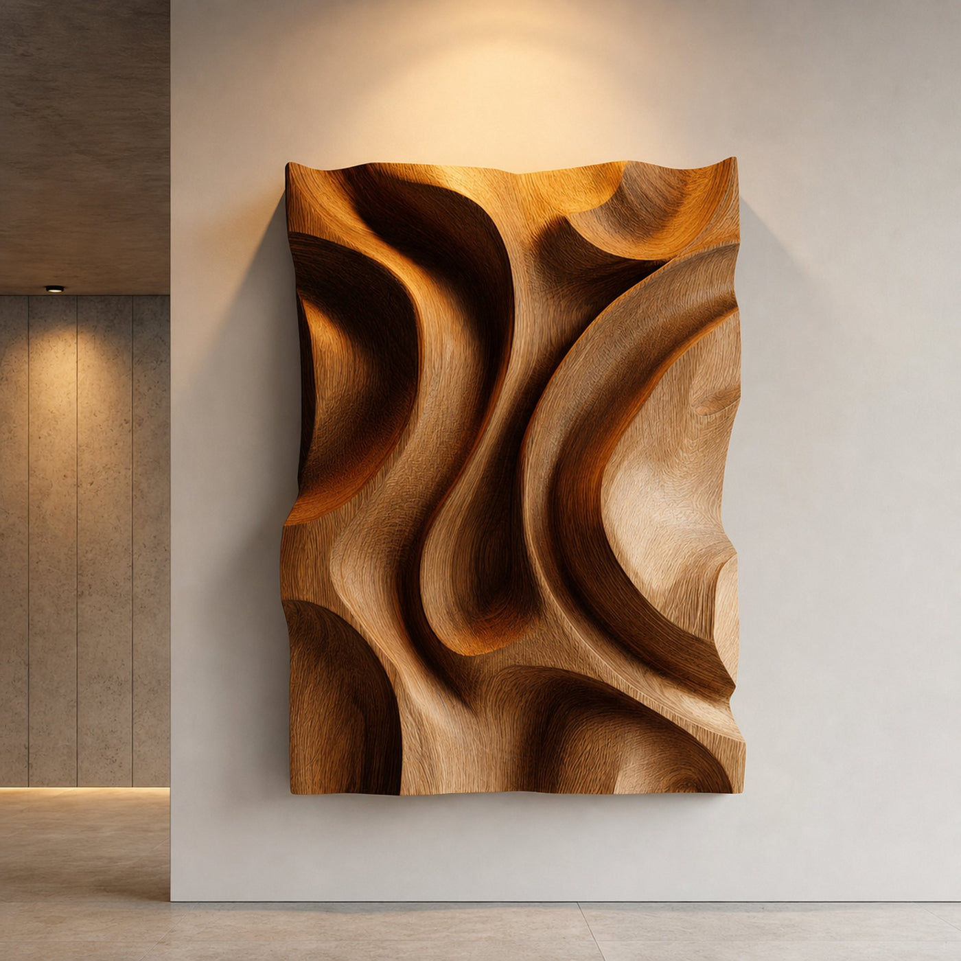 Organic Flow Carved Wood Wall Art Modern Sculptural Decor