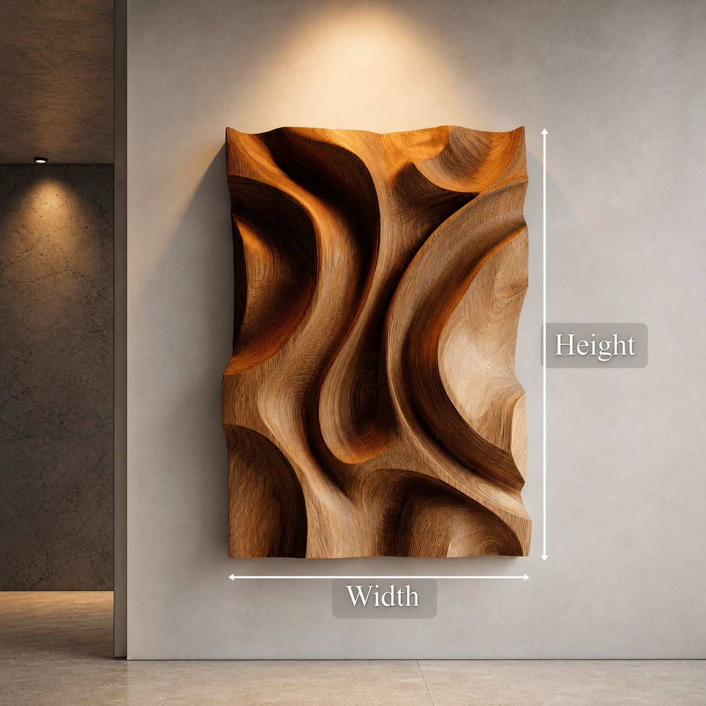 Organic Flow Carved Wood Wall Art Modern Sculptural Decor - product view 5