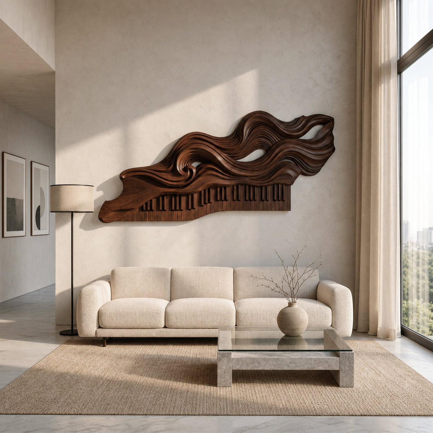 Organic Flowing Piano Melody Wooden Wall Art For Living Room - product view 7
