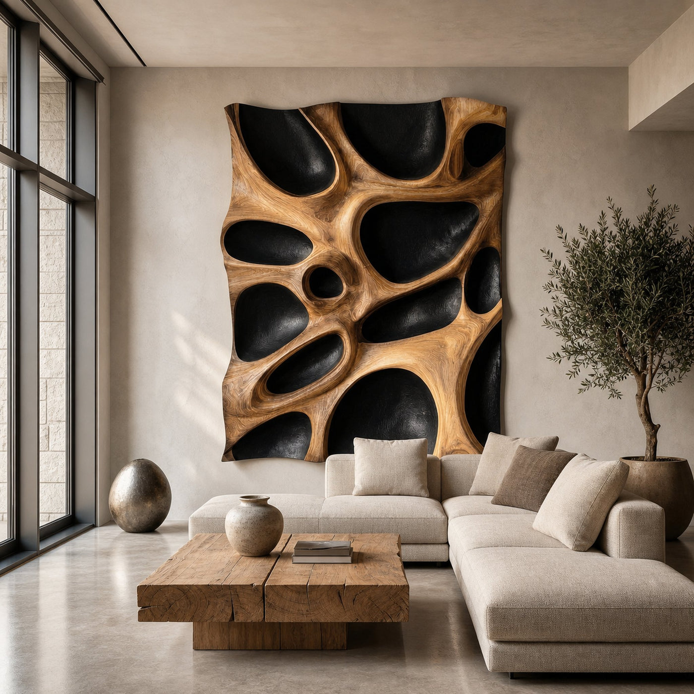 Organic Hollow Wood Wall Decor Panel For Living Room And Bedroom