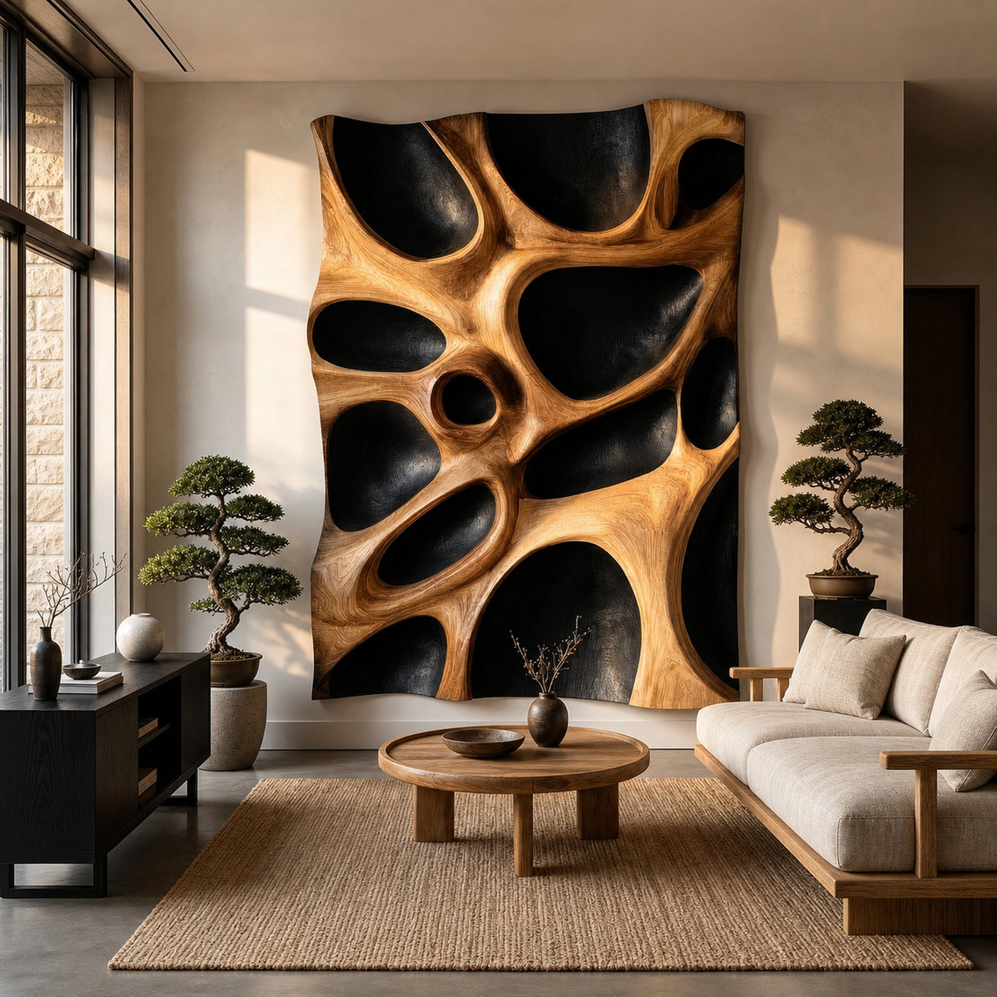 Organic Hollow Wood Wall Decor Panel For Living Room And Bedroom - product view 2