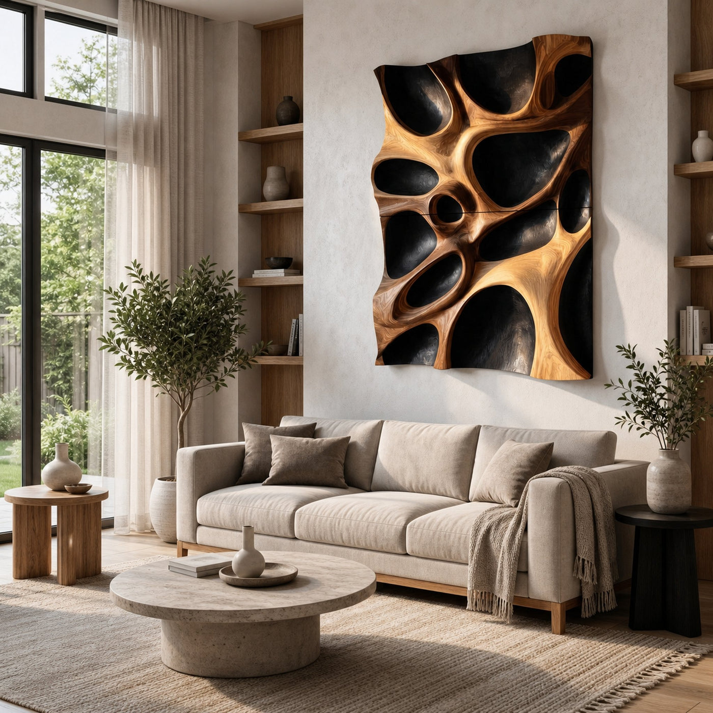 Organic Hollow Wood Wall Decor Panel For Living Room And Bedroom - product view 4