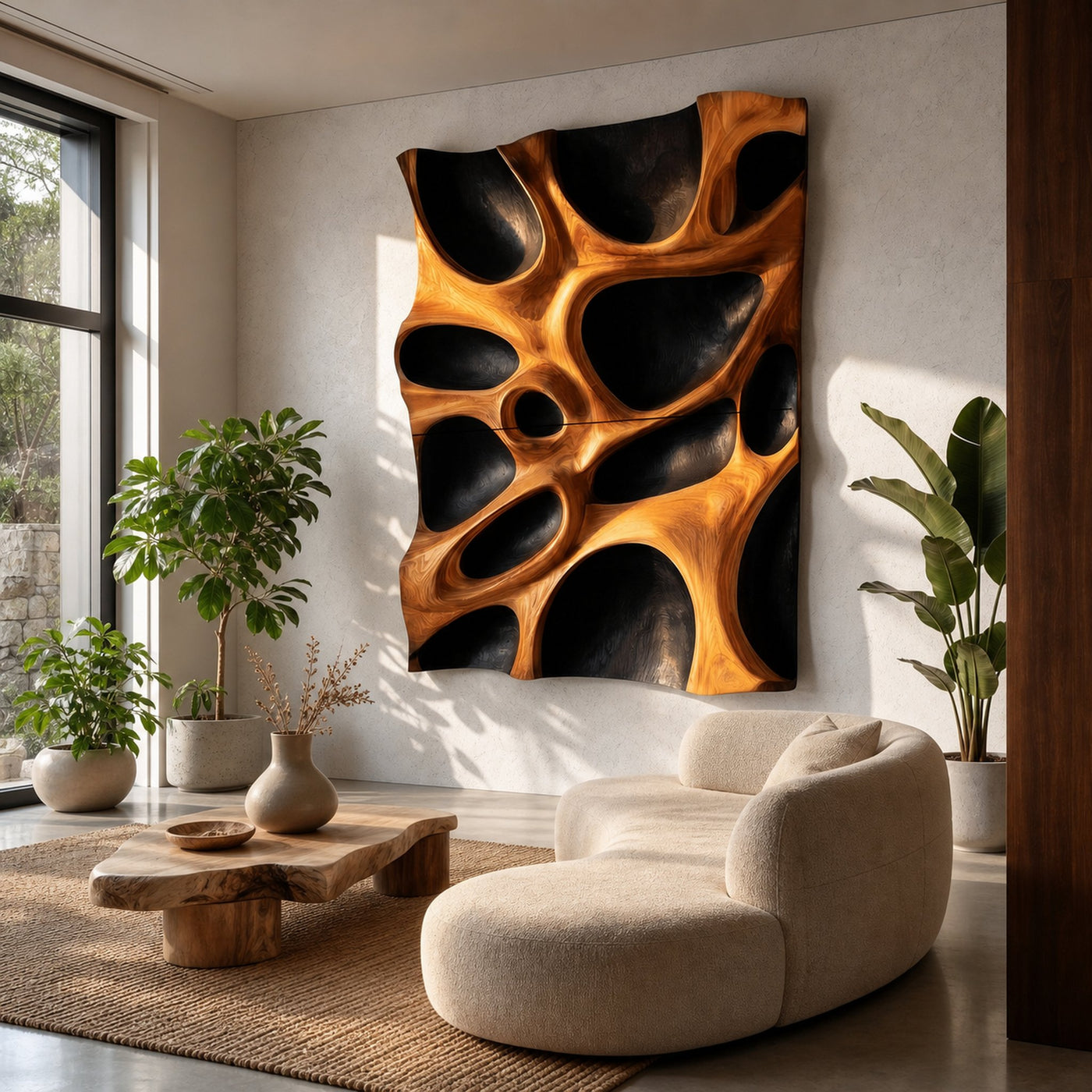 Organic Hollow Wood Wall Decor Panel For Living Room And Bedroom - product view 6