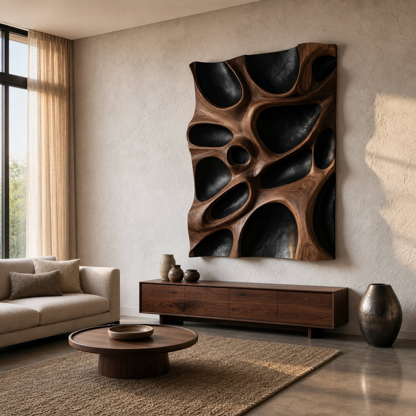 Organic Hollow Wood Wall Decor Panel For Living Room And Bedroom - product view 7