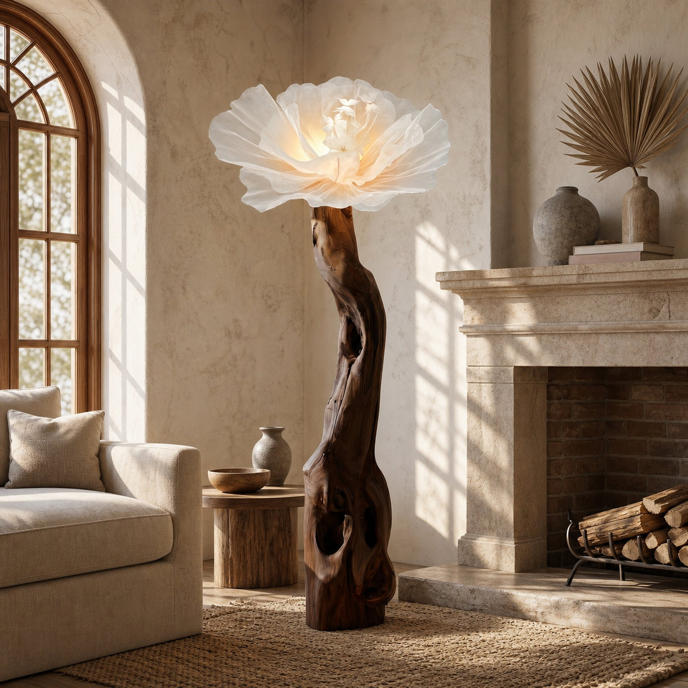 Organic Modern Floor Lamp Handcrafted Flower Sculpture For Living Room - product view 7