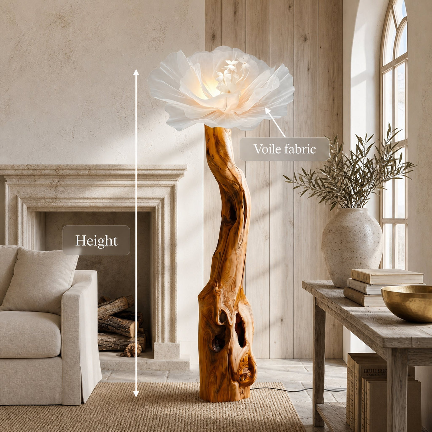 Organic Modern Floor Lamp Handcrafted Flower Sculpture For Living Room - product view 8