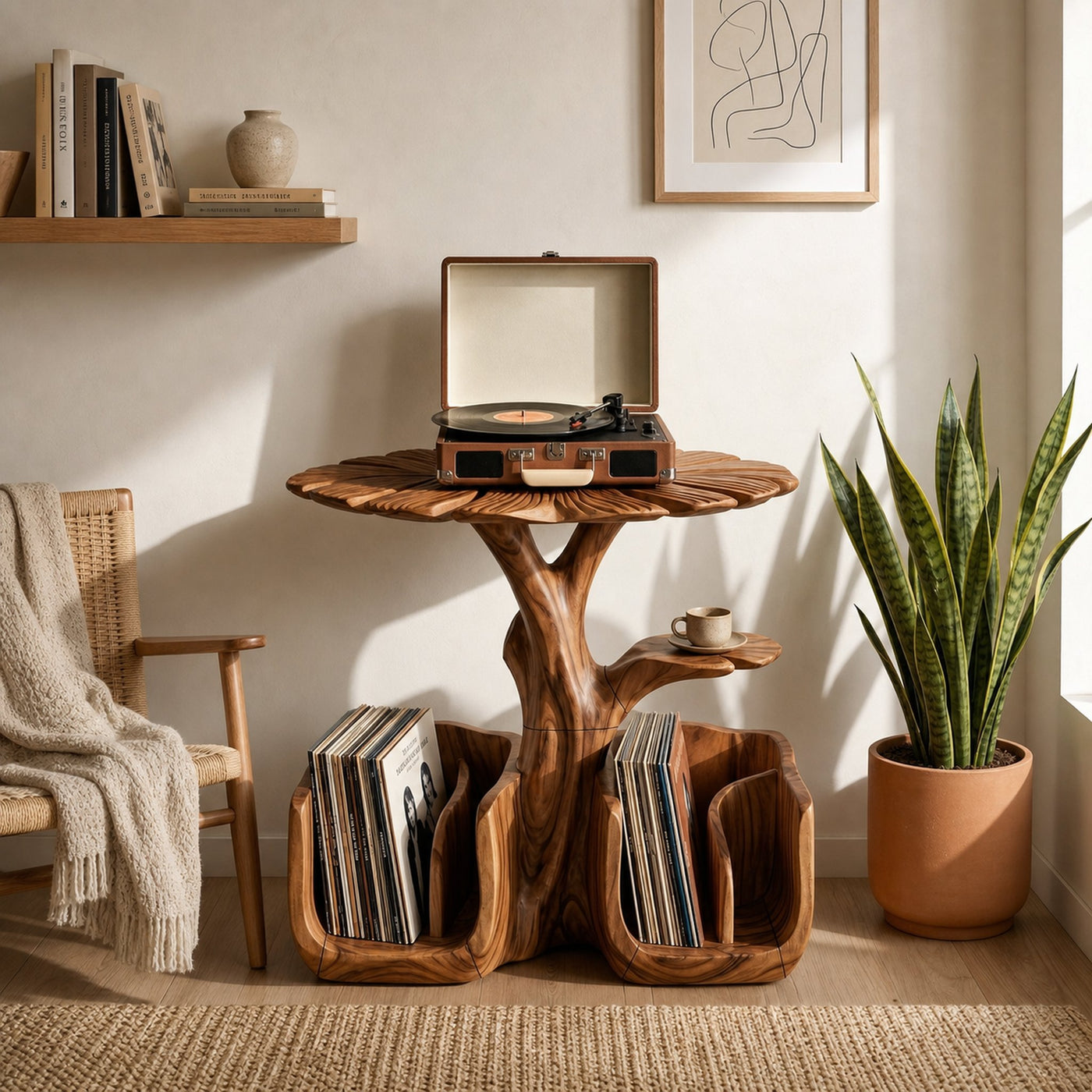 Organic Modern Record Player Stand For Living Room