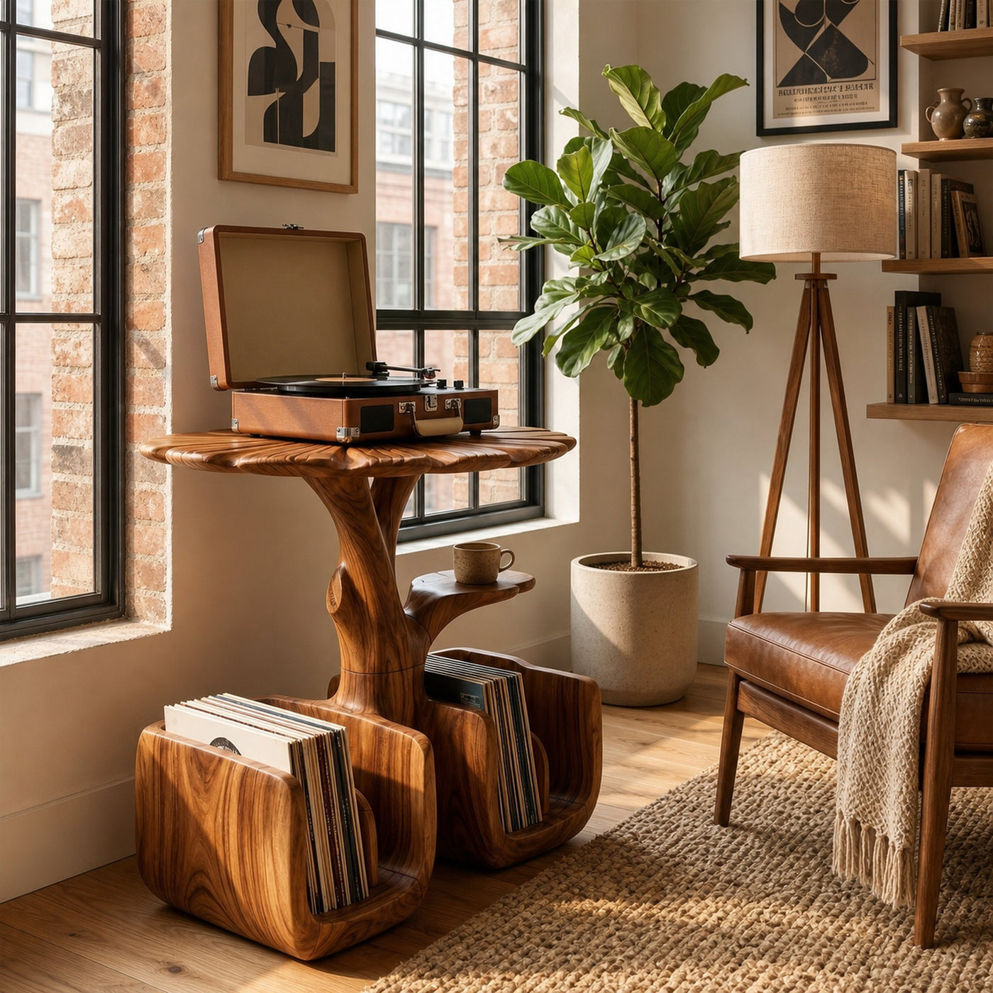 Organic Modern Record Player Stand For Living Room - product view 2