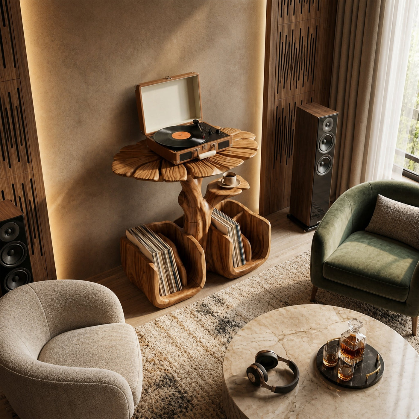 Organic Modern Record Player Stand For Living Room - product view 3