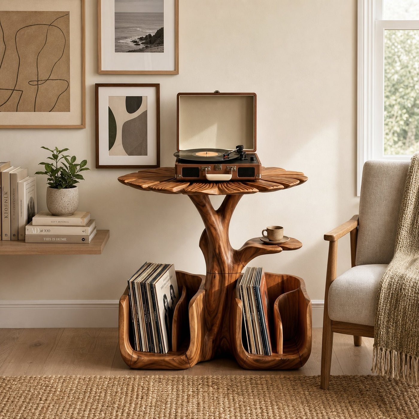 Organic Modern Record Player Stand For Living Room - product view 5
