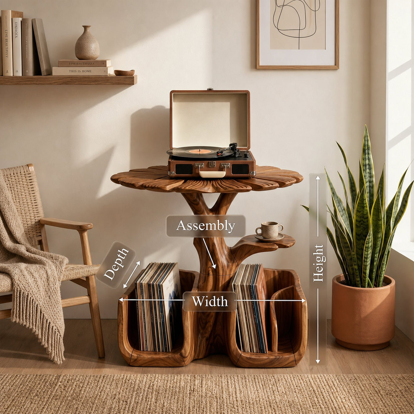 Organic Modern Record Player Stand For Living Room - product view 8