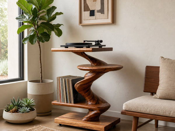 Organic Modern Record Player Stand For Lounge