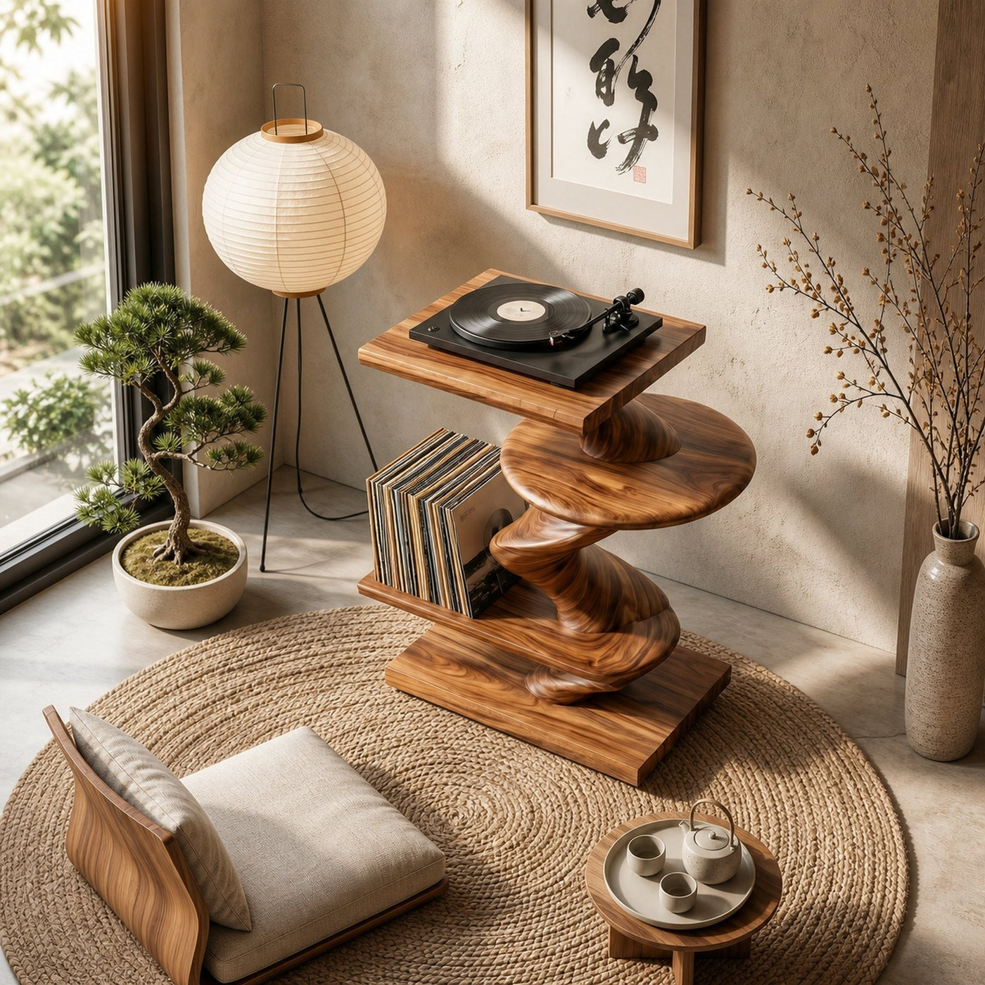 Organic Modern Record Player Stand For Lounge - product view 2
