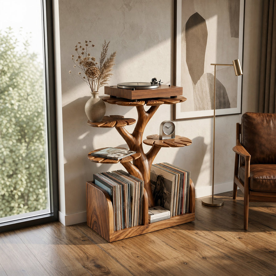 Organic Modern Record Storage Stand For Listening Room