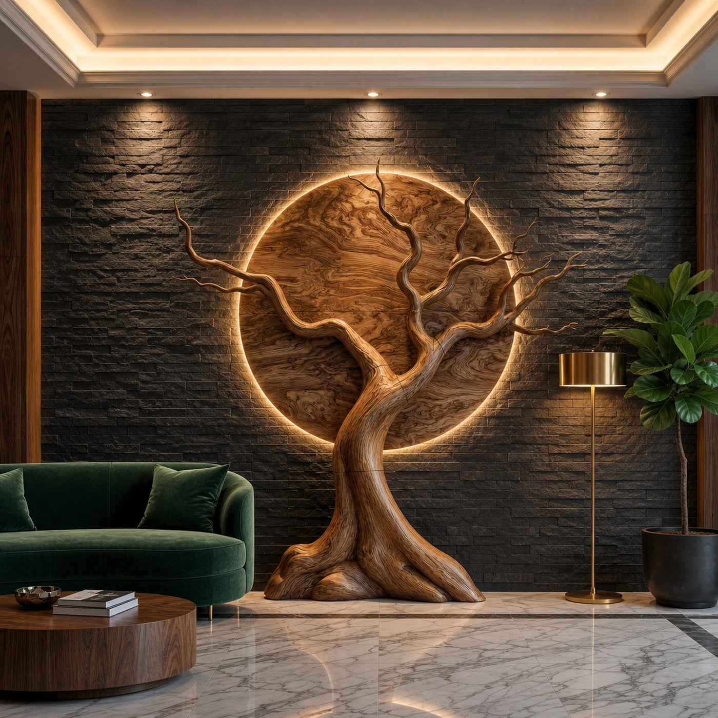 Organic Modern Tree Wall Art For Living Room Statement Feature