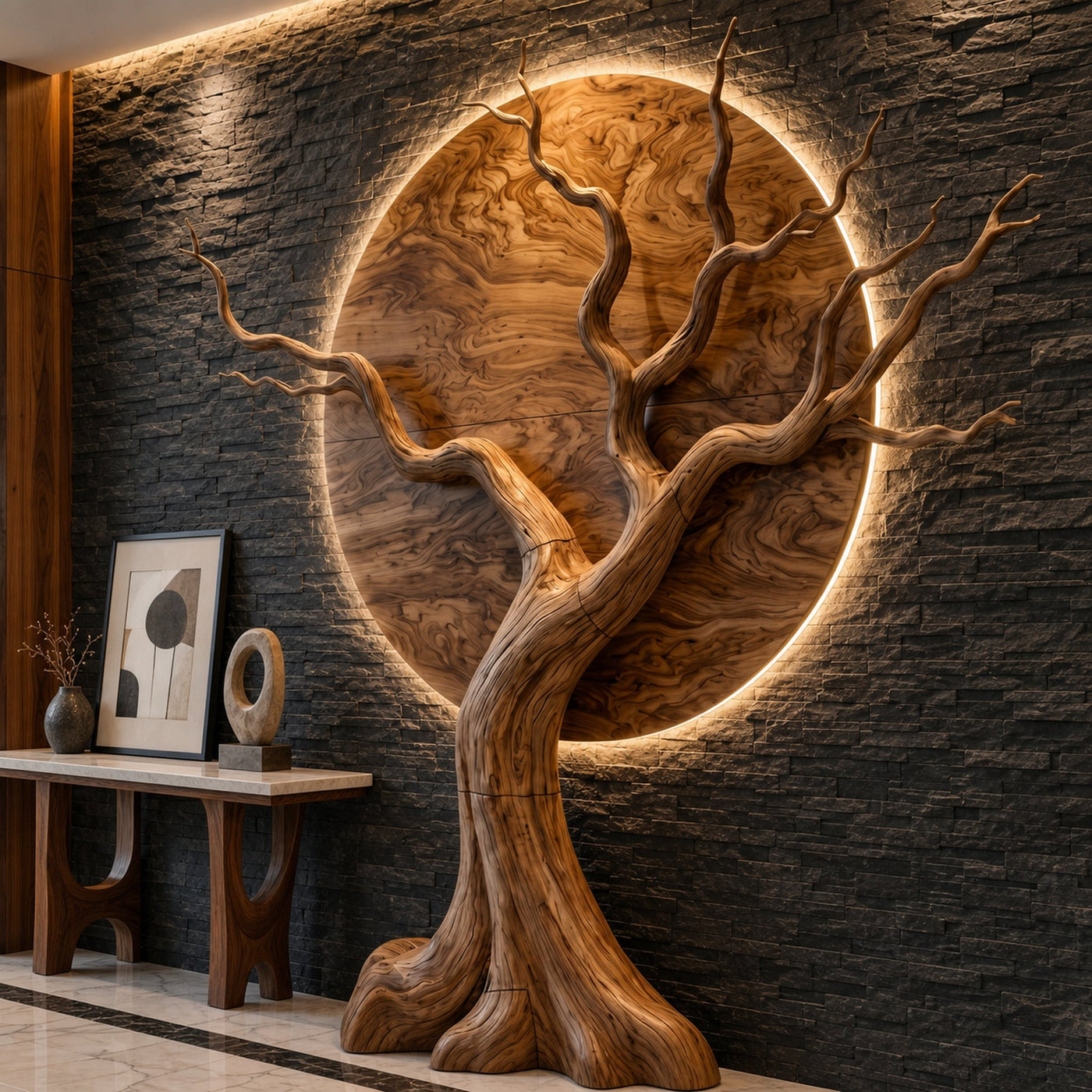 Organic Modern Tree Wall Art For Living Room Statement Feature - product view 2