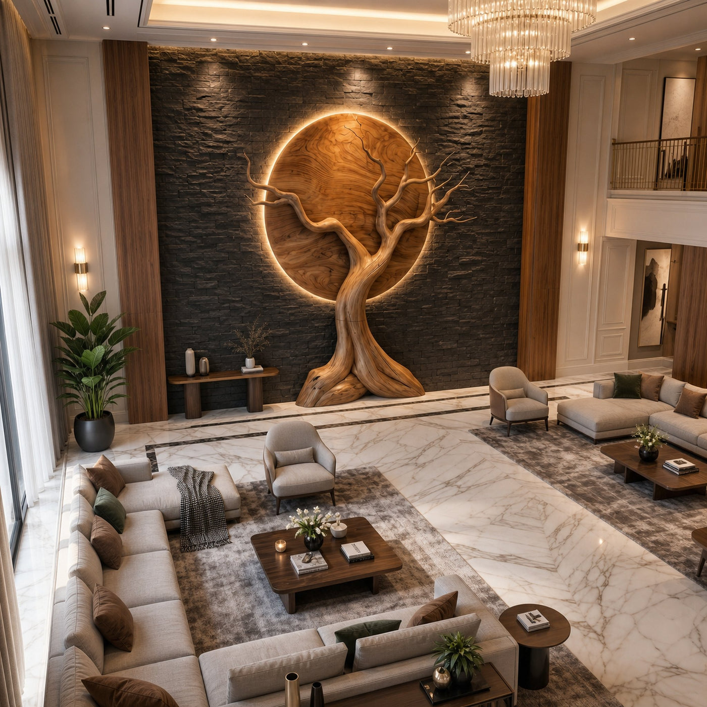 Organic Modern Tree Wall Art For Living Room Statement Feature - product view 3