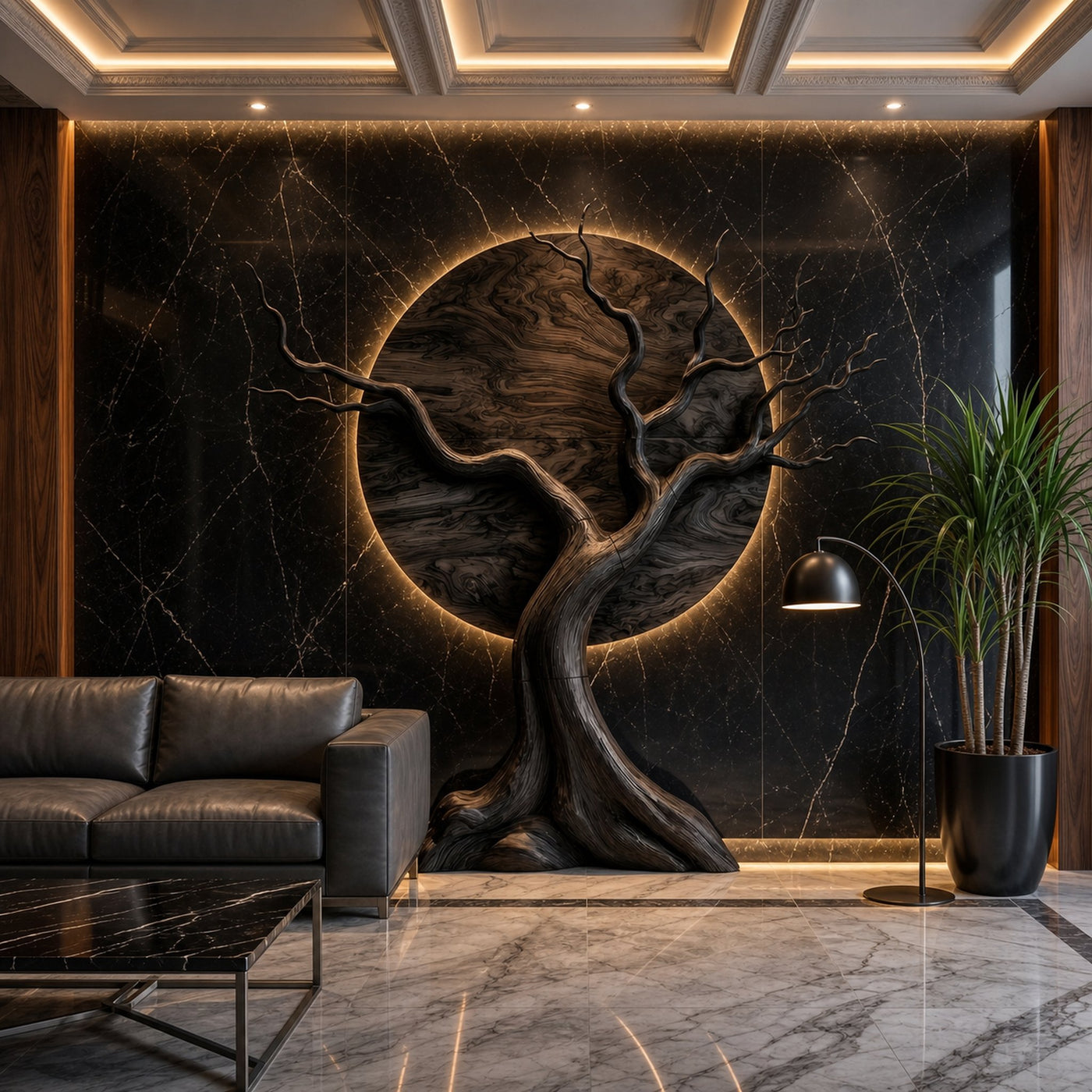 Organic Modern Tree Wall Art For Living Room Statement Feature - product view 4