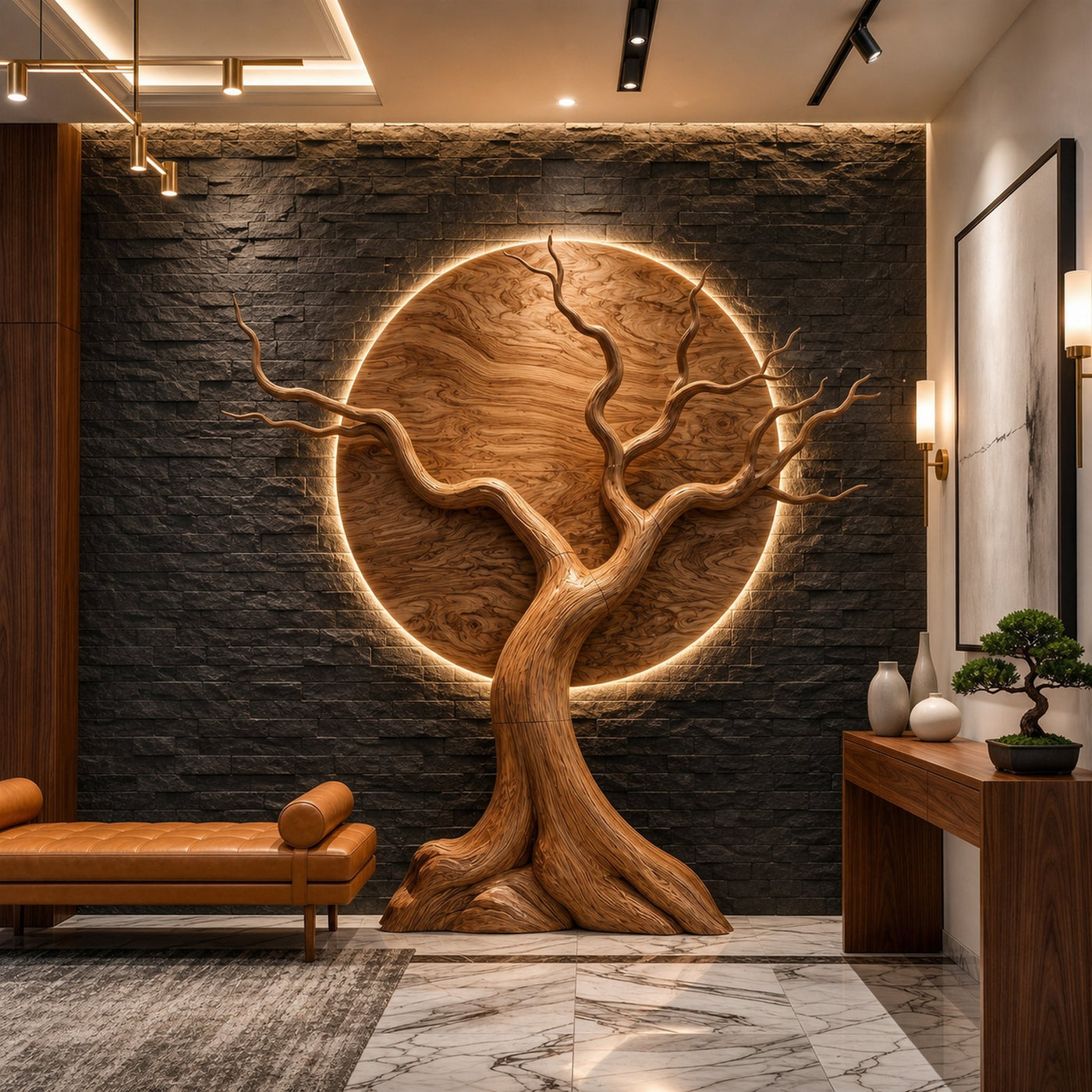 Organic Modern Tree Wall Art For Living Room Statement Feature - product view 5